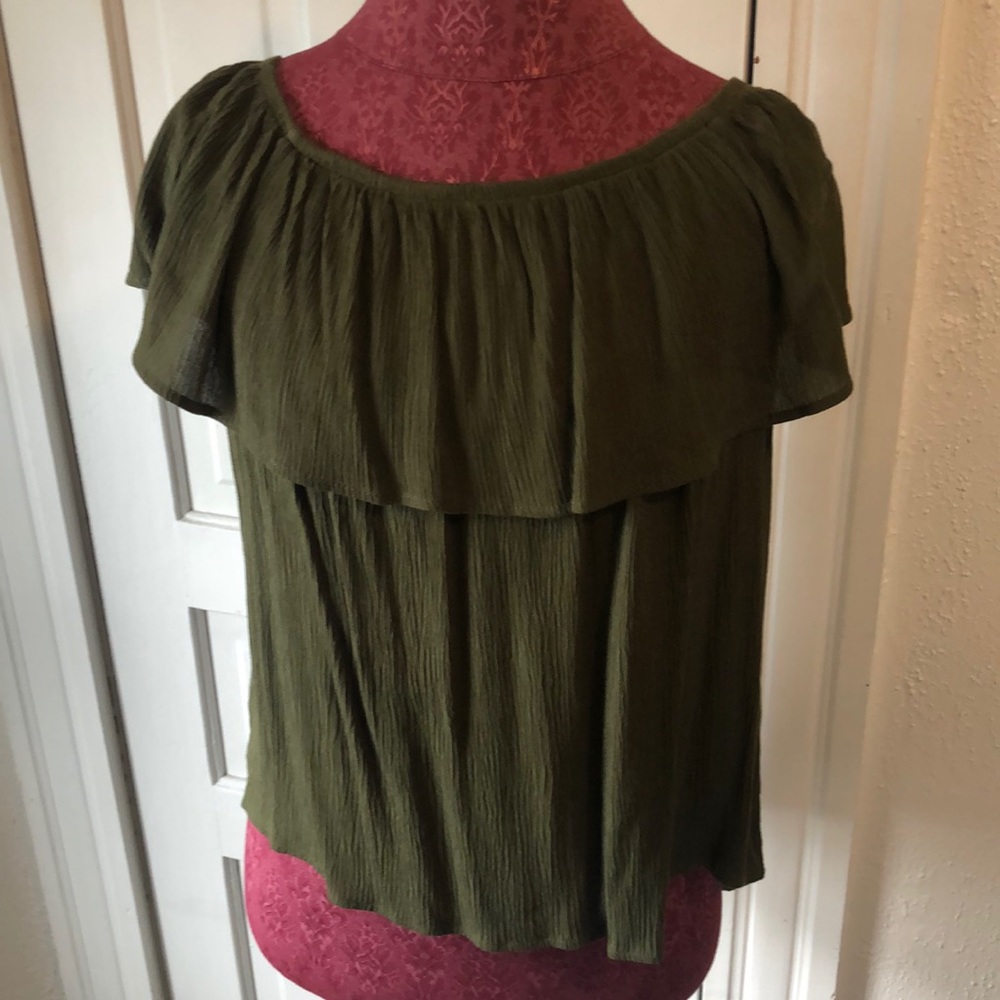 Dark olive off shoulder top size M